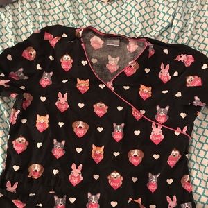 Animals and Hearts Scrub Top